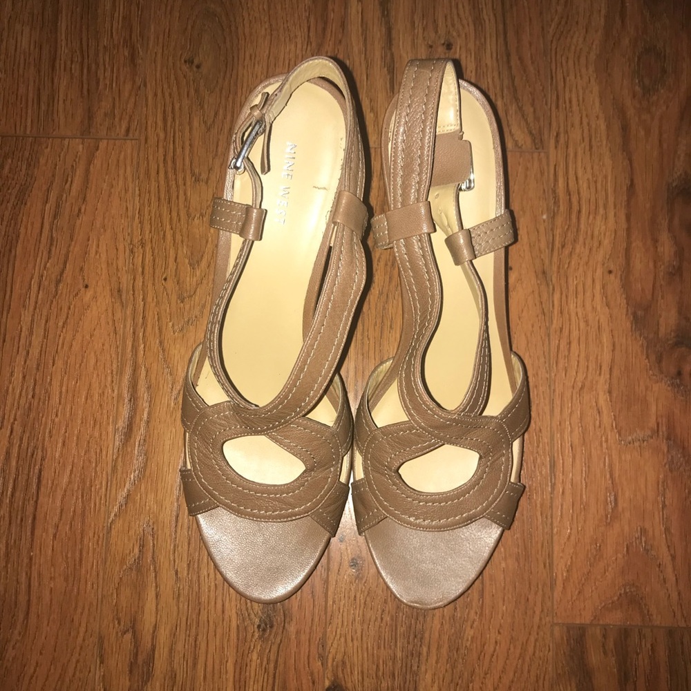 Nine West Brown Cork Wedge Heels